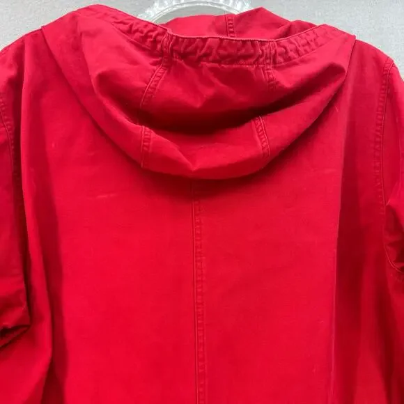 Eddie Bauer Jacket Women's Large Red Plaid Lining Hooded Vintage Preppy Normcore - Picture 5 of 14